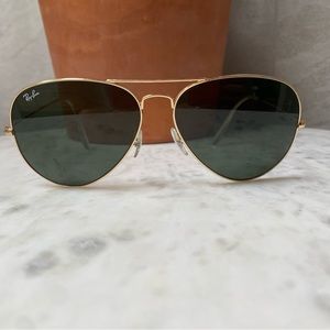 Unisex Ray-Ban Aviators Gold/Green Large lens